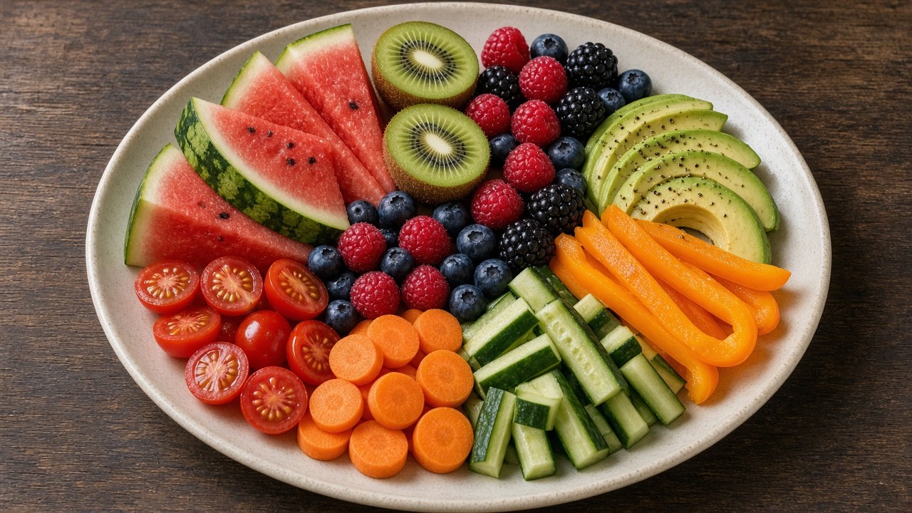 Lex’s fruit and vegetable plate before breakfast