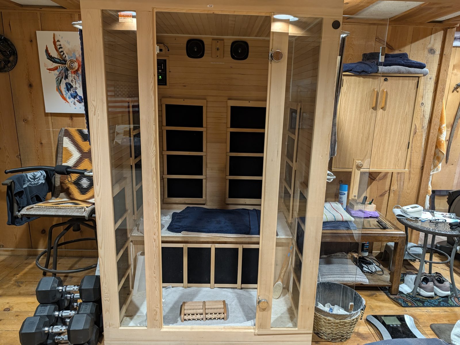Two-person infrared sauna Lex’s dad uses almost daily