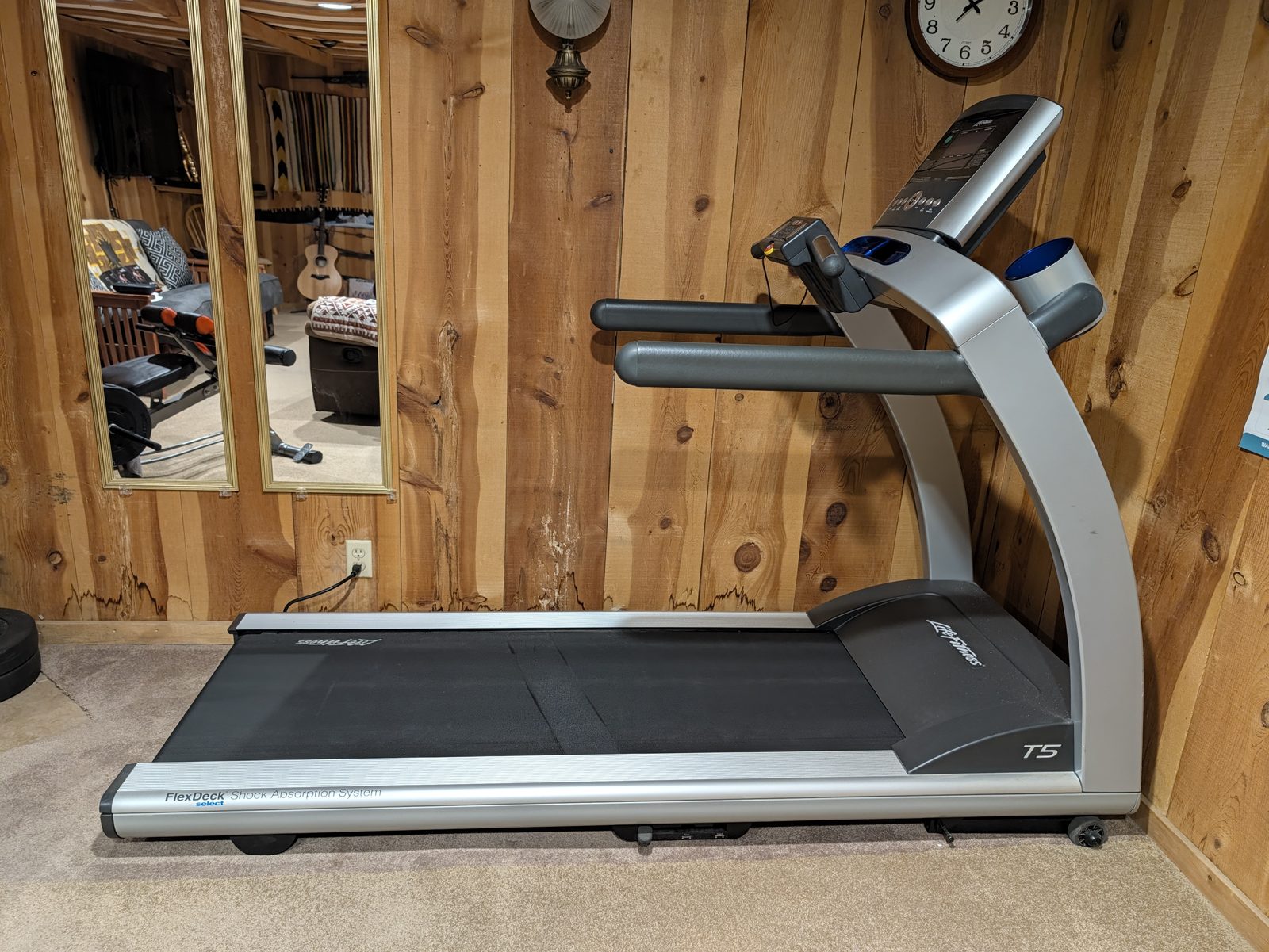 Life Fitness T5 treadmill in Lex and his dad’s home gym
